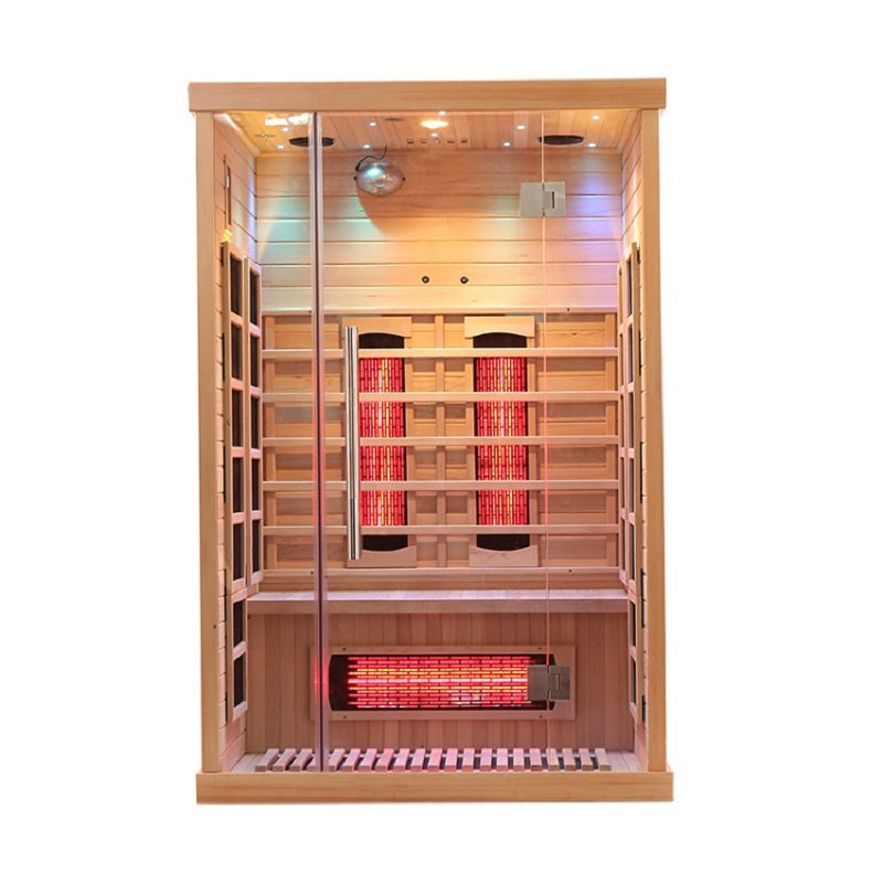 Blisspod Venetian 2-Person  Full Spectrum Indoor Premium Canadian Hemlock Low EMF Sauna 10 Heaters Chromotherapy Reflexology