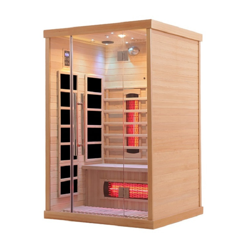 Blisspod Venetian 2-Person  Full Spectrum Indoor Premium Canadian Hemlock Low EMF Sauna 10 Heaters Chromotherapy Reflexology