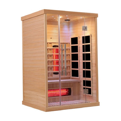 Blisspod Venetian 2-Person  Full Spectrum Indoor Premium Canadian Hemlock Low EMF Sauna 10 Heaters Chromotherapy Reflexology