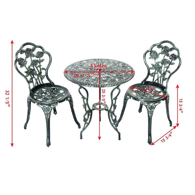 Outdoor Cast Aluminum Patio Furniture Set with Rose Design