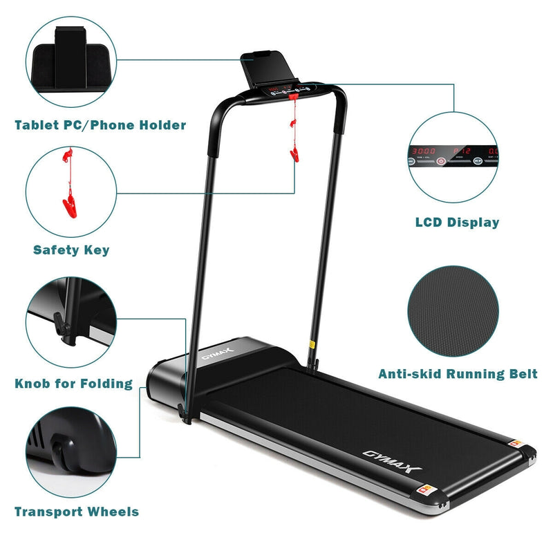 Ultra-thin Electric Folding Motorized Treadmill with LED Monitor Low Noise