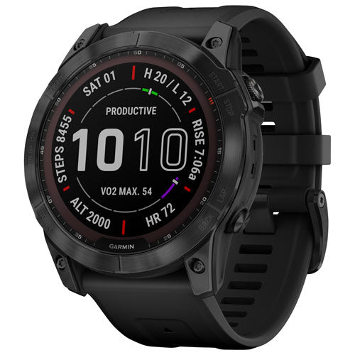 *Garmin Fenix 7X Sapphire Solar 51mm Smartwatch Larger Adventure smartwatch, with Solar Charging Capabilities, Rugged Outdoor Watch with GPS, Touchscreen, Wellness Features - Black/Titanium Back