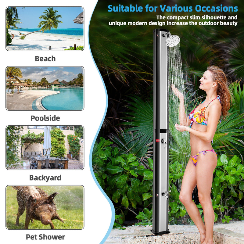 7.2 Feet 9.3 Gallon Solar Heated Shower with Adjustable Head and Foot Tap