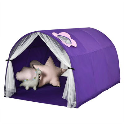 Kids Portable Galaxy Starry Sky Dream Portable Play Tent with Double Net Curtain-Purple