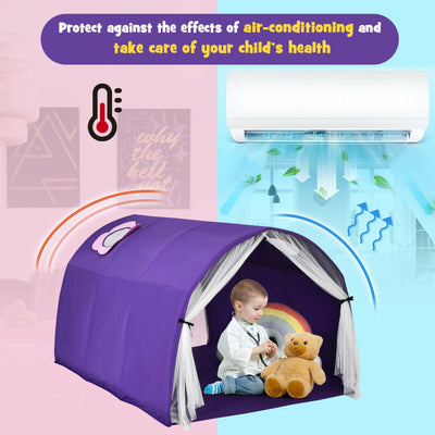 Kids Portable Galaxy Starry Sky Dream Portable Play Tent with Double Net Curtain-Purple