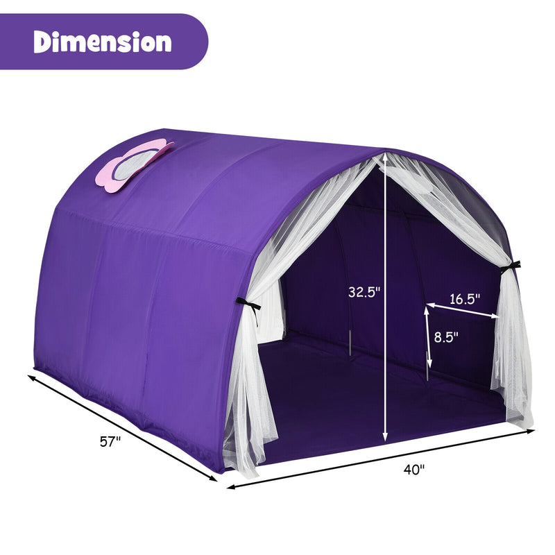 Kids Portable Galaxy Starry Sky Dream Portable Play Tent with Double Net Curtain-Purple