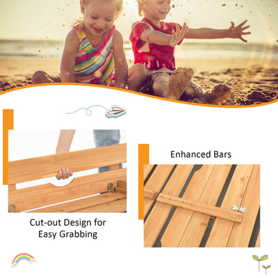 Kids Wooden Sandbox with 2 Foldable Bench Seats