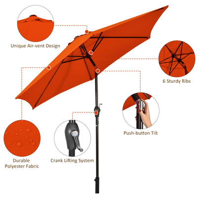 10 Feet Outdoor Patio Umbrella with Tilt Adjustment and Crank-Orange