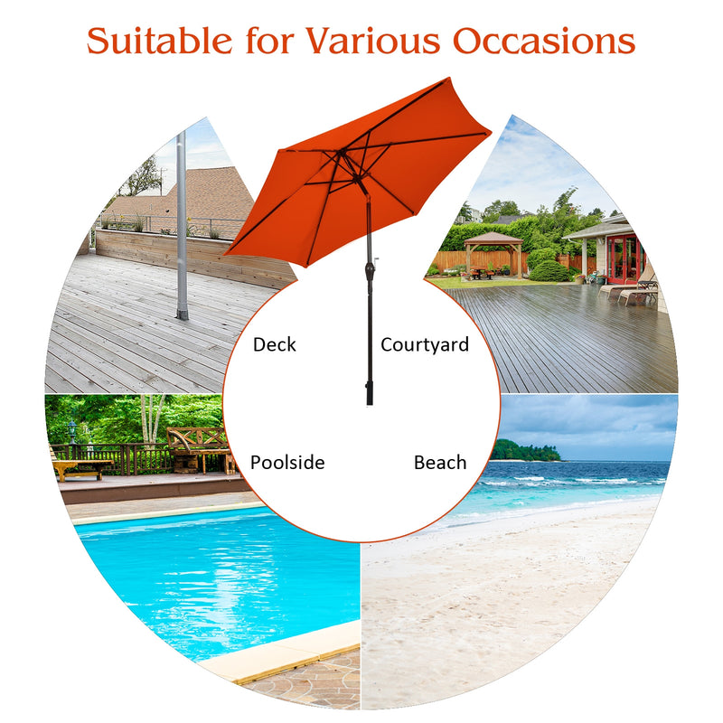 10 Feet Outdoor Patio Umbrella with Tilt Adjustment and Crank-Orange