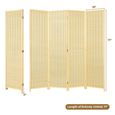 6 ft 4 Panel Portable Folding Room Divider Screen-Natural