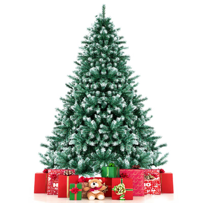 5 Feet Snowy Hinged Artificial Christmas Tree with 567 Tips and Metal Stand