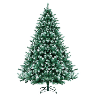 5 Feet Snowy Hinged Artificial Christmas Tree with 567 Tips and Metal Stand