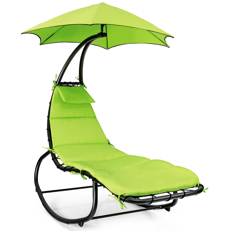 Hammock Swing Lounger Chair with Shade Canopy-Green