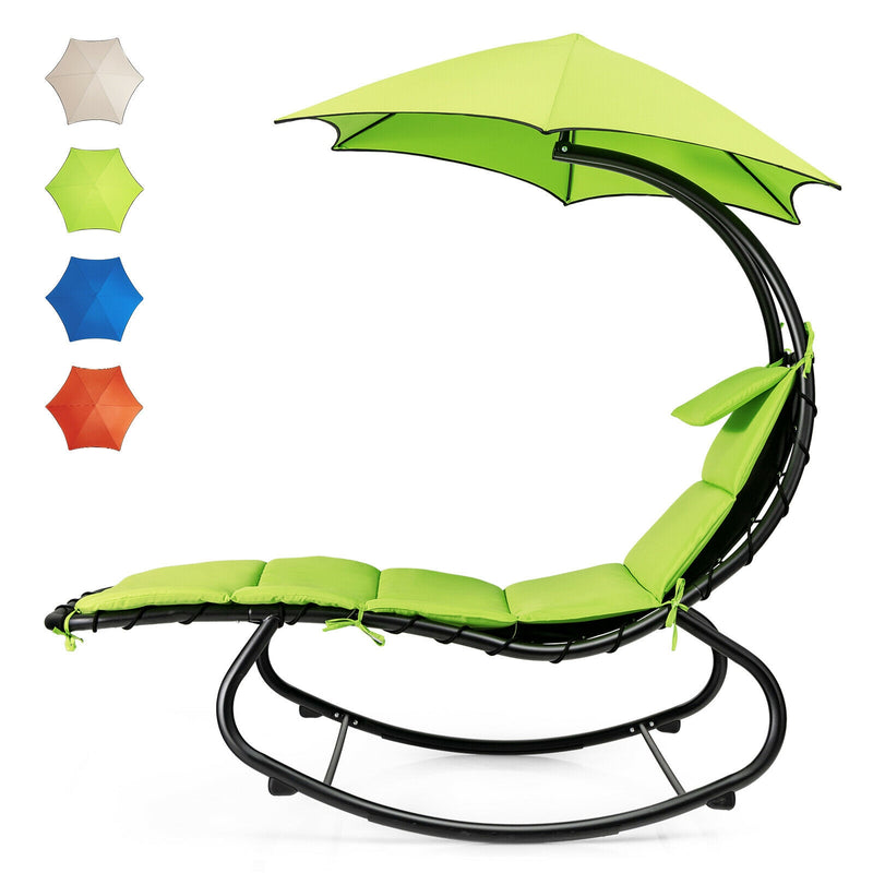 Hammock Swing Lounger Chair with Shade Canopy-Green