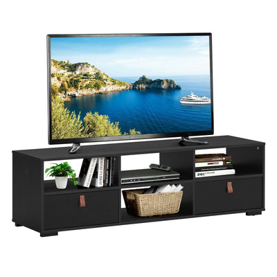 TV Stand Entertainment Media Center Console for TV's up to 60 Inch with Drawers-Black