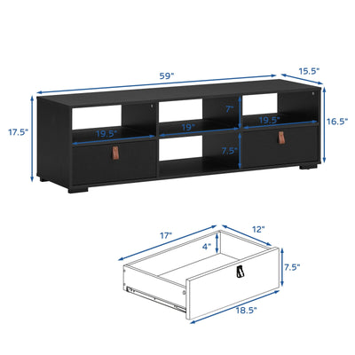 TV Stand Entertainment Media Center Console for TV's up to 60 Inch with Drawers-Black