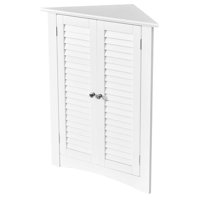 Bathroom Corner Storage Freestanding Floor Cabinet with Shutter Door-White