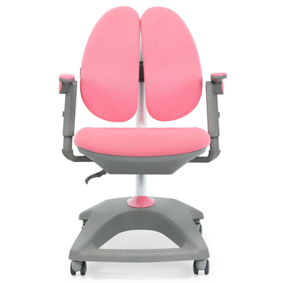 Kids Adjustable Height Depth Study Desk Chair with Sit-Brake Casters-Pink