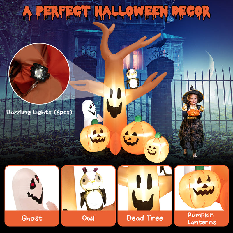 8 Feet Halloween Inflatable Dead Tree with LED Lights