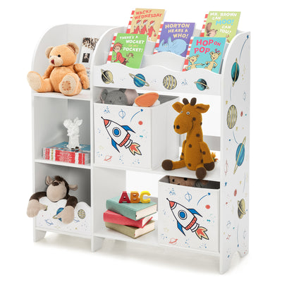 Wooden Children Storage Cabinet with 5 Storage Bins