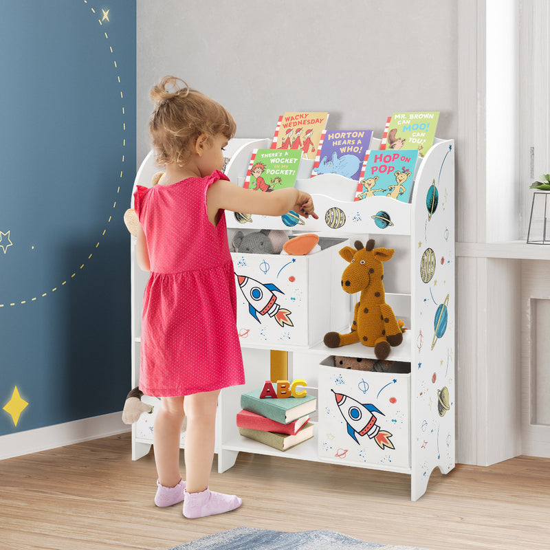 Wooden Children Storage Cabinet with 5 Storage Bins