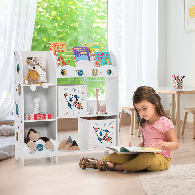 Wooden Children Storage Cabinet with 5 Storage Bins