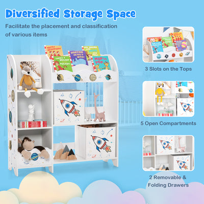 Wooden Children Storage Cabinet with 5 Storage Bins