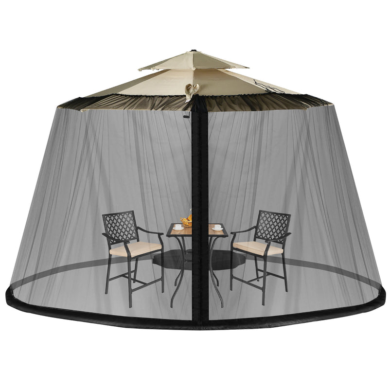 8-12 Feet Patio Umbrella Table Mesh Screen Cover Mosquito Netting-Black