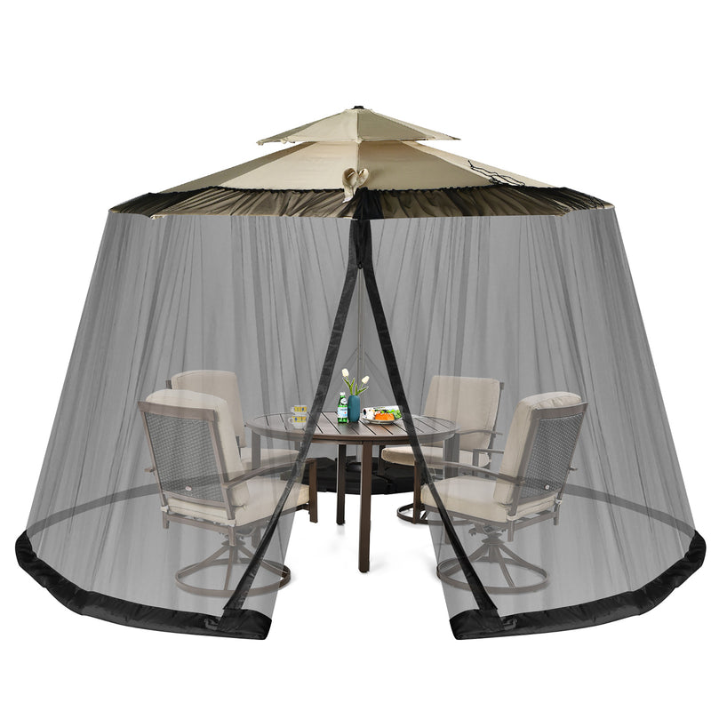 8-12 Feet Patio Umbrella Table Mesh Screen Cover Mosquito Netting-Black