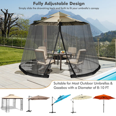 8-12 Feet Patio Umbrella Table Mesh Screen Cover Mosquito Netting-Black