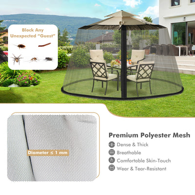 8-12 Feet Patio Umbrella Table Mesh Screen Cover Mosquito Netting-Black