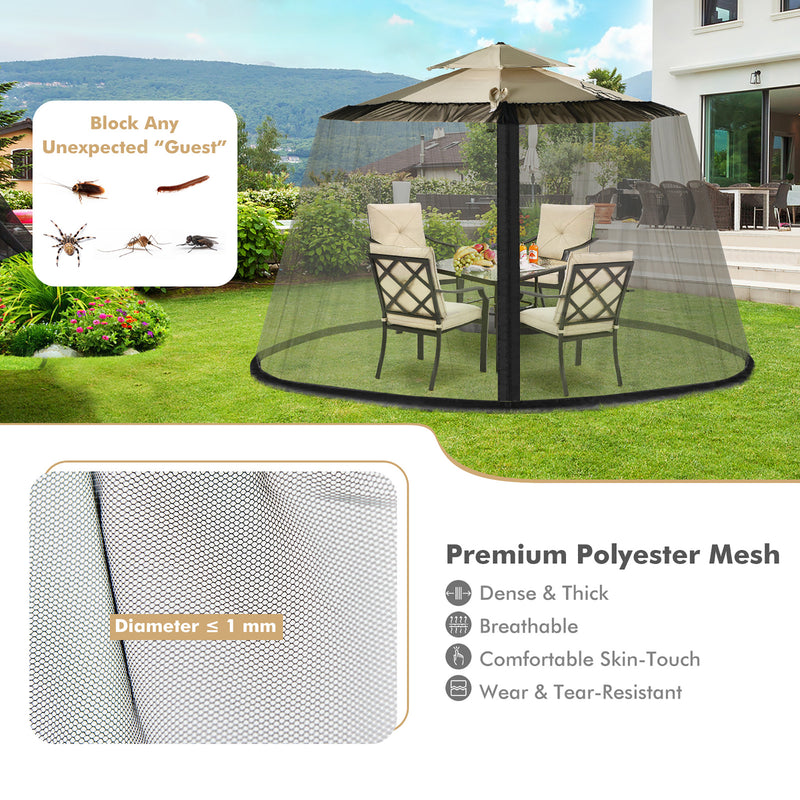 8-12 Feet Patio Umbrella Table Mesh Screen Cover Mosquito Netting-Black