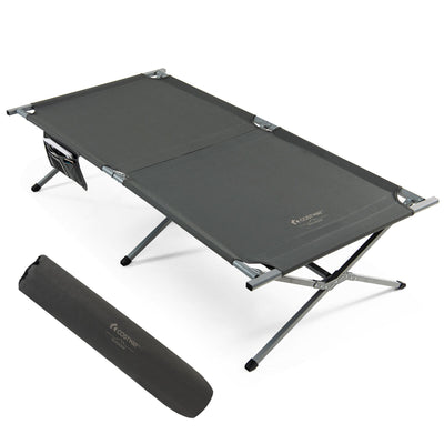 Extra Wide Folding Camping Bed with Carry Bag and Storage Bag-Gray