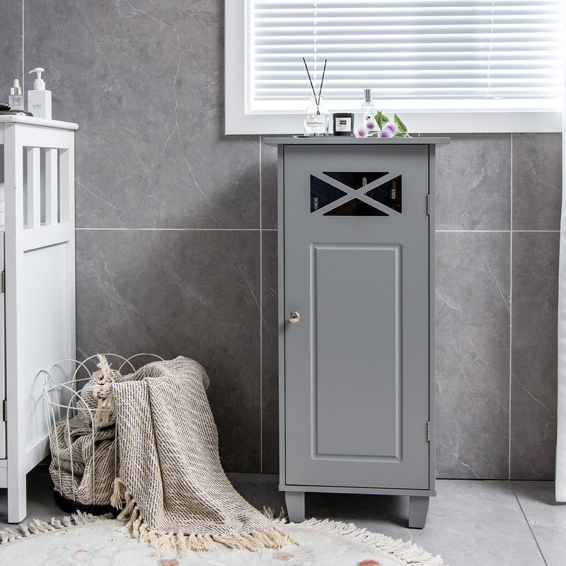 Bathroom Cabinet Free Standing Storage Side Table Organizer-Gray