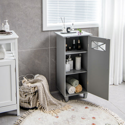 Bathroom Cabinet Free Standing Storage Side Table Organizer-Gray