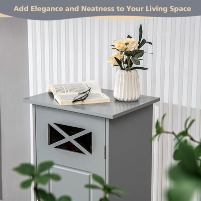 Bathroom Cabinet Free Standing Storage Side Table Organizer-Gray