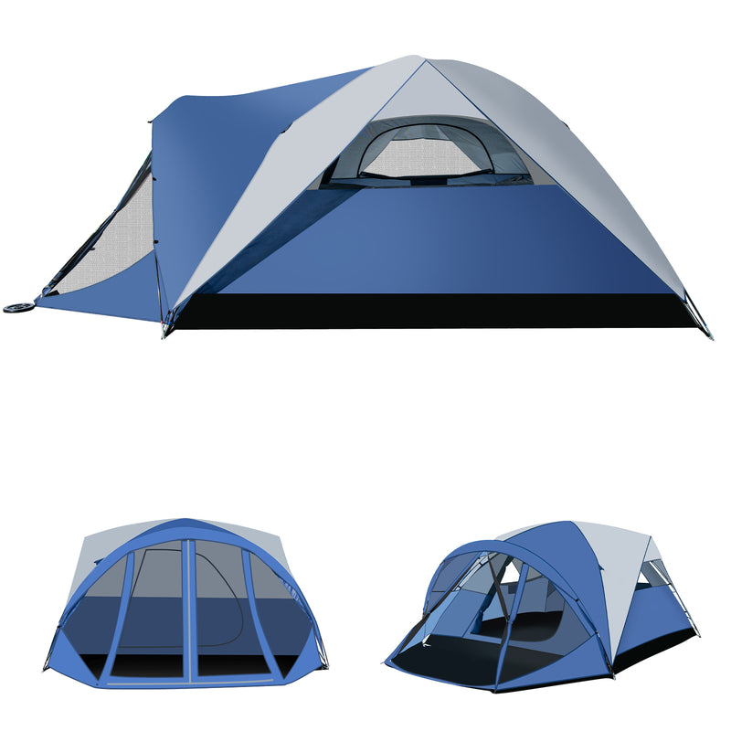 6-Person Large Camping Dome Tent with Screen Room Porch