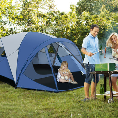 6-Person Large Camping Dome Tent with Screen Room Porch