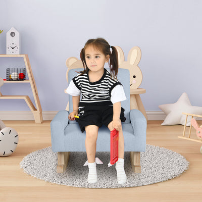 Kids Rocking Chair with Solid Wood Legs-Blue