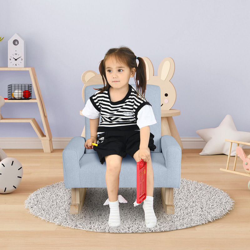 Kids Rocking Chair with Solid Wood Legs-Blue