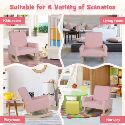 Kids Rocking Chair with Solid Wood Legs-Pink