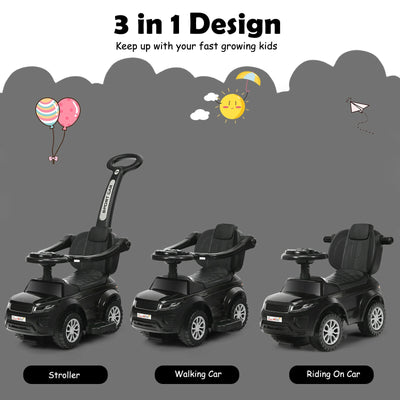 Honey Joy 3 in 1 Ride on Push Car Toddler Stroller Sliding Car with Music-Black