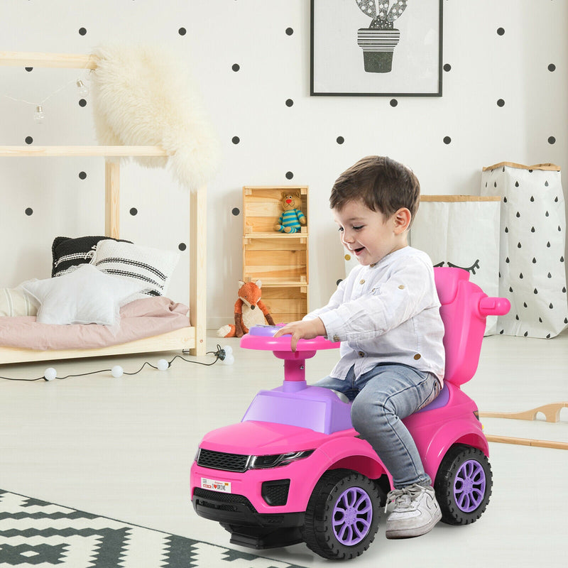 3-In-1 Ride on Push Car Toddler Stroller Sliding Car with Music-Pink