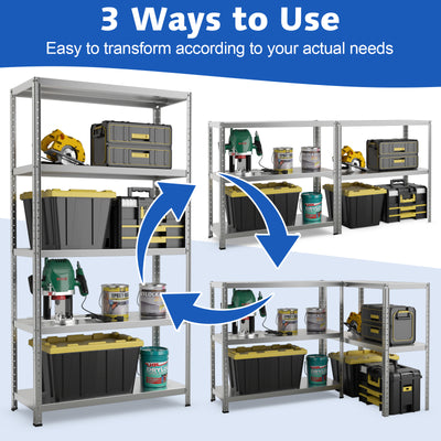 5-Tier Adjustable Storage Shelves with Foot Pads