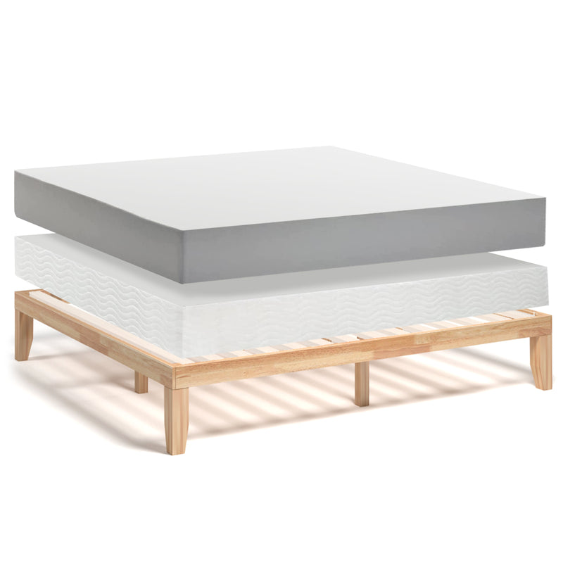 14 Inch King Size Wood Platform Bed Frame-Natural