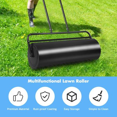 36 x 12 Inch Tow Lawn Roller Water Filled Metal Push Roller-Black