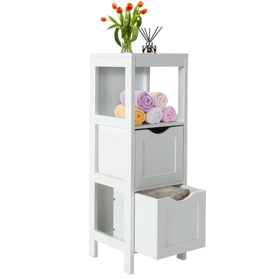 Freestanding Storage Cabinet with 2 Removable Drawers for Bathroom-White