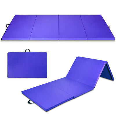 4 Feet x 10 Feet x 2 Inch Folding Gymnastics Tumbling Gym Mat-Purple