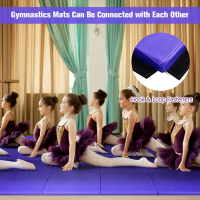 4 Feet x 10 Feet x 2 Inch Folding Gymnastics Tumbling Gym Mat-Purple