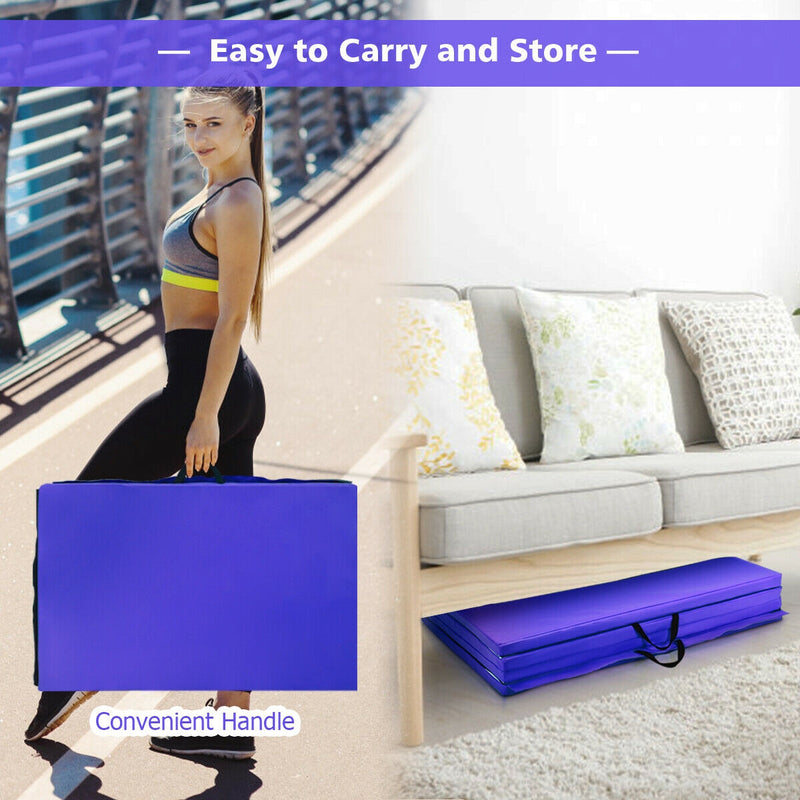 4 Feet x 10 Feet x 2 Inch Folding Gymnastics Tumbling Gym Mat-Purple